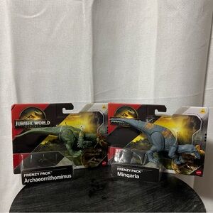 Jurassic World Frenzy Pack , Dinosaurs, Archaeornithomimus + Minqaria , New 7.5”